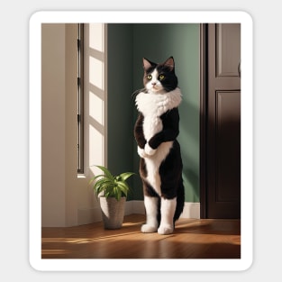 Intriguing portrait of Mon Chat standing in light and dark Sticker